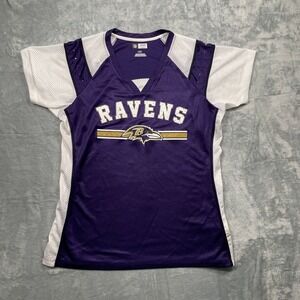NFL Team Apparel Baltimore Ravens Jersey Womens Large Purple Mesh Rhinestone